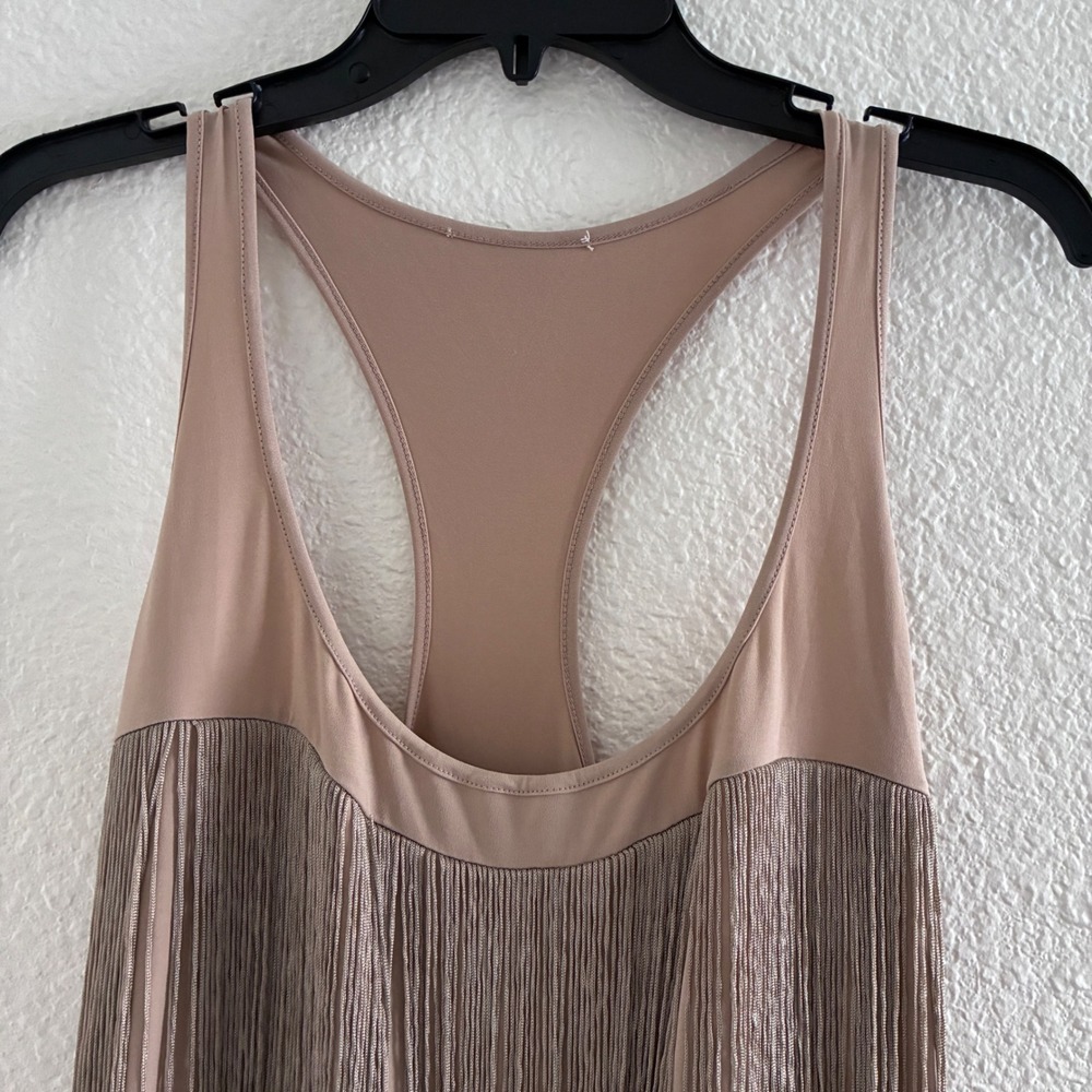 Flapper Fringe Tiered Dress Women Size L Nude Retro Dancing 20s Inspired - Picture 3 of 10